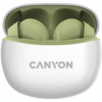 CANYON į ausis įdedamos ausinės TWS-5, žalia Bluetooth 5.3, lietimui jautrus valdymas, įkrovimo įvestis: USB-C