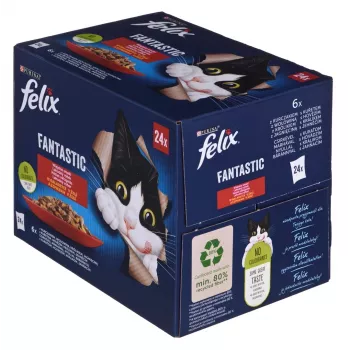 Felix Fantastic kaimo skoniai drebučiuose - drėgnas maistas katėms - 24 x 85 g