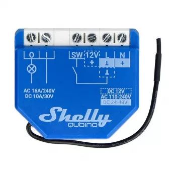 Išmanioji relė Shelly Qubino Wave 1, plastikinė, 110–240 V, 16 A, Z-Wave 868,4 MHz, mėlyna, tvirtinama prie sienos