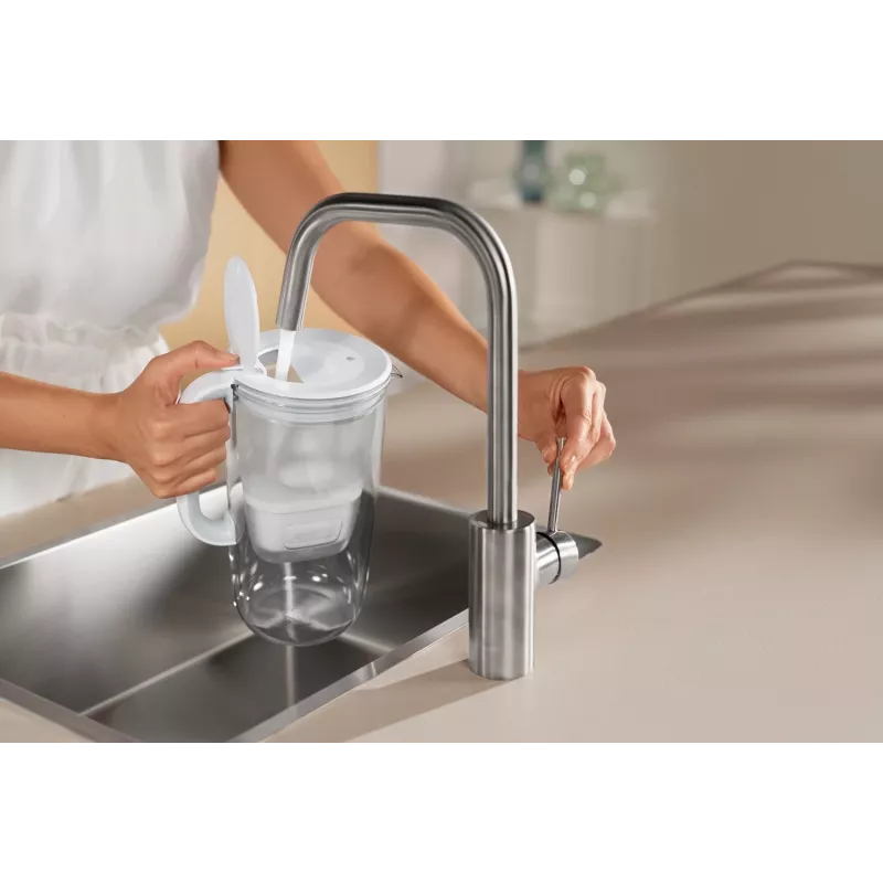 Vandens filtro ąsotis BRITA Glass+1 Maxtra Pro pilkas, 2,4 L bendras / 1,5 L filtruoto, Maxtra Pro PP filtras