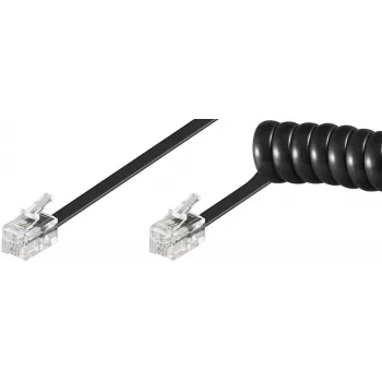 RJ10-RJ10 7M M/M Juoda Coiled kabelis