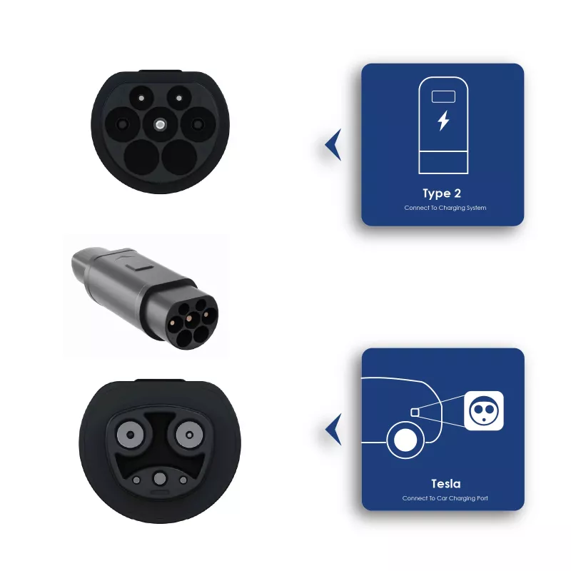 Akyga AK-SC-E23 EV įkrovimo adapteris Tesla / Type 2 1 fazės 32A