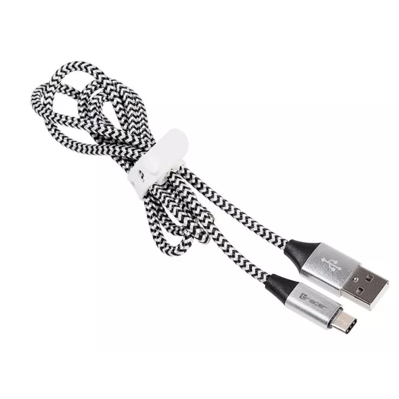Laidas USB 2.0 Type-C vyriškas - C vyriškas 1,0m juodas-sidabrinis
