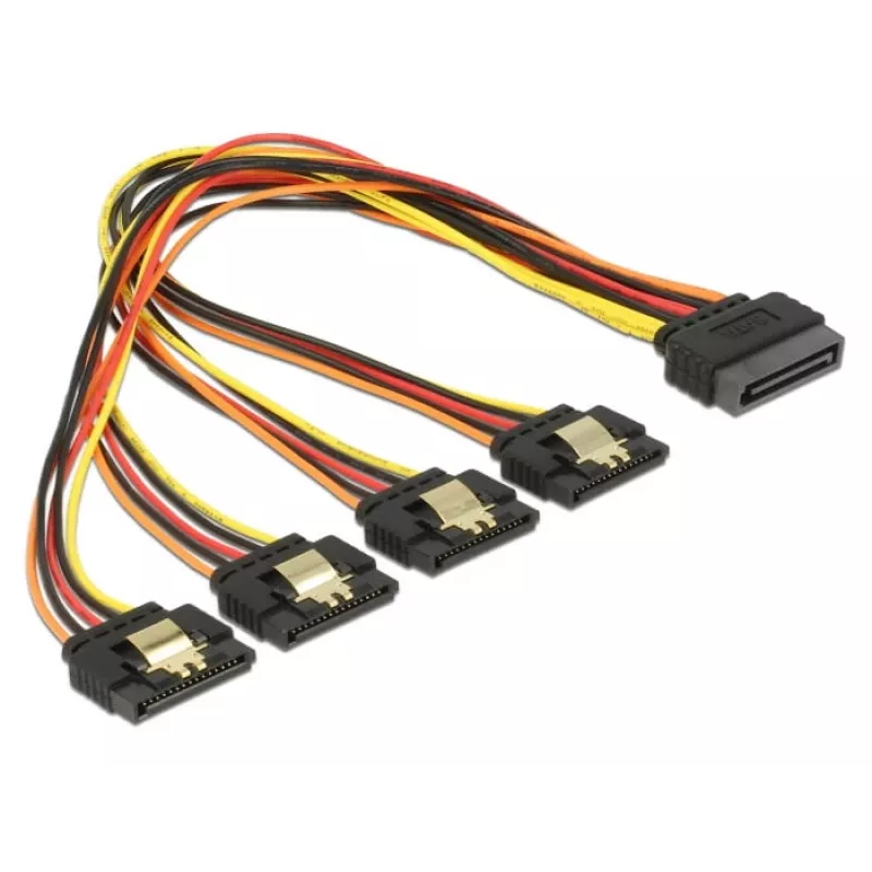 SATA kabelis DeLOCK 60157 0,3 m SATA 15 kontaktų 4 x SATA 15 kontaktų Įvairiaspalvis