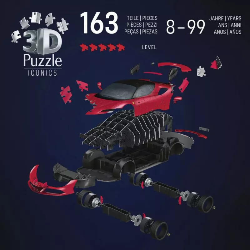 3D dėlionė Ravensburger Iconics Ferrari SF90 Stradale – kolekcinis modelio rinkinys