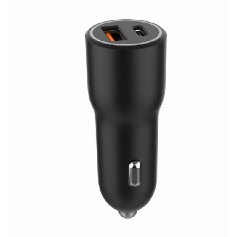 Automobilinis mobiliųjų įrenginių įkroviklis Gembird TA-UC-AC2PDQC38-CAR-01, USB-C, 38W, 12–24V, juodas