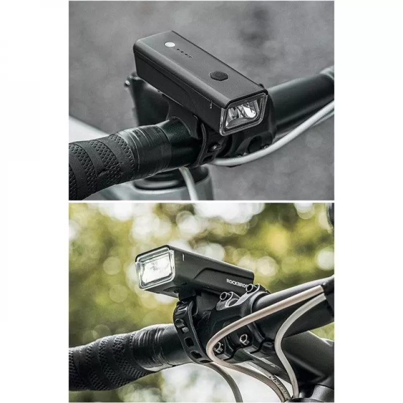 Rockbros dviračio žibintas + USB-C – USB-A kabelis 260 lm juodas