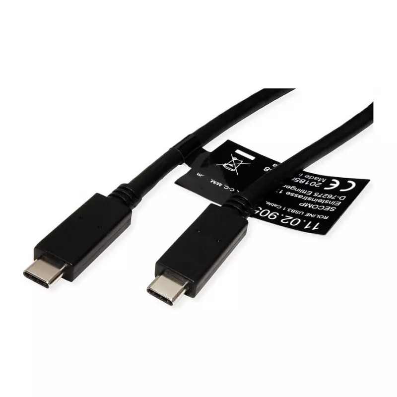 USB kabelis ROLINE 11.02.9057 USB 3.2 Gen 2 1m USB C juodas