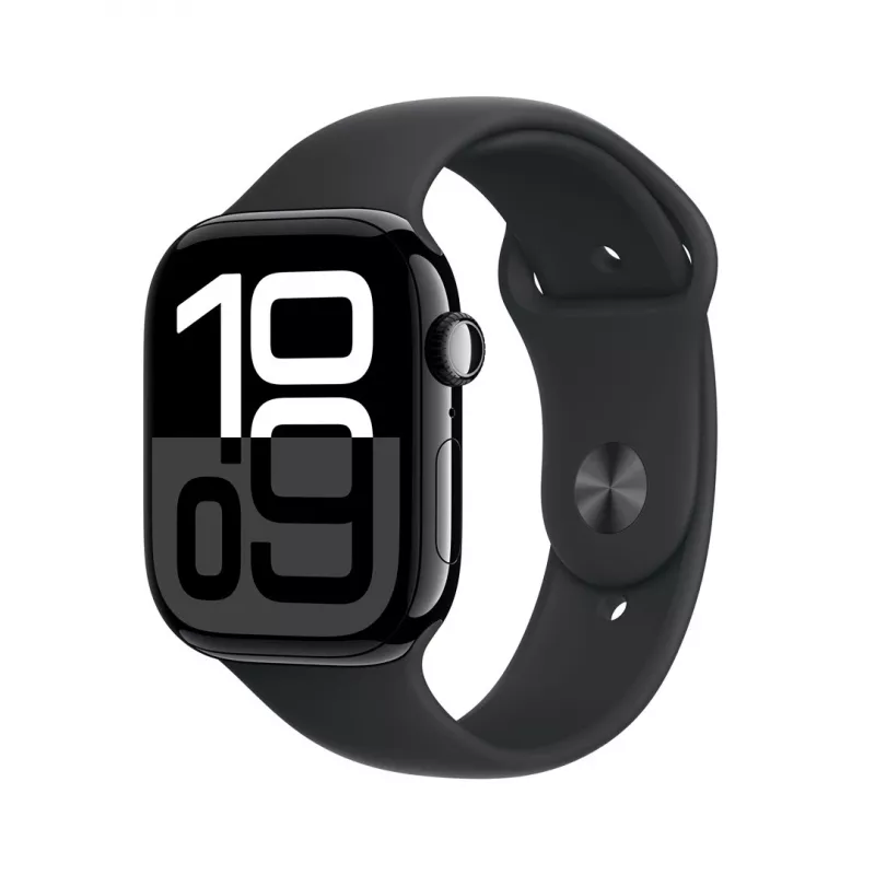 Apple Watch Series 10 GPS 46mm Jet Juoda aliuminio korpusas su juodu sportiniu dirželiu – M/L