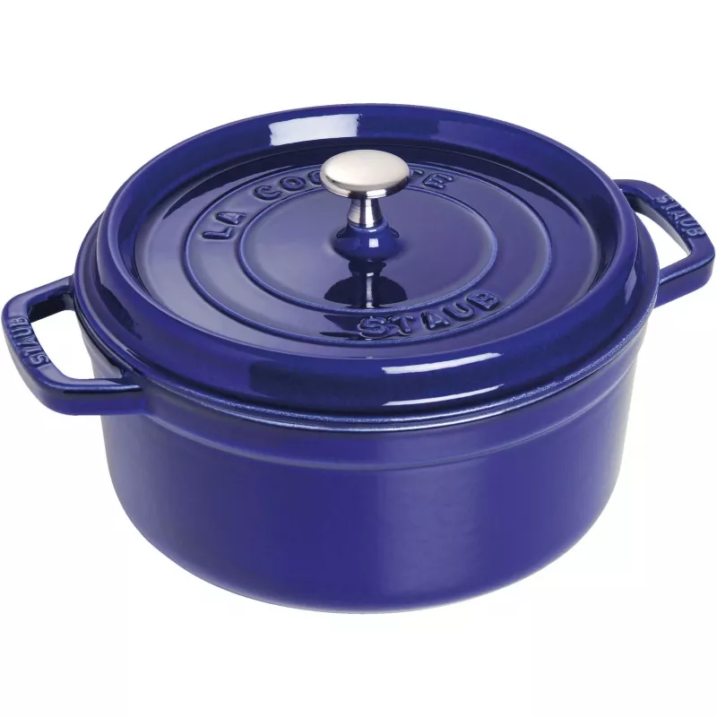 Ketus cocotte Staub 26 cm apvali, tamsiai mėlyna