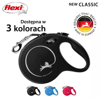 Ištraukiamas šuns pavadėlis Flexi New Classic L 5 m Juodas – laidas, didelėms veislėms (25–45 kg), maks. apkrova 50 kg
