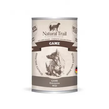 NATURAL TRAIL medžiojamųjų gyvūnų mėsa – šlapias šunų ėdalas – 400 g