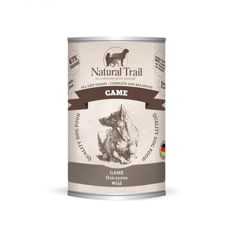 NATURAL TRAIL medžiojamųjų gyvūnų mėsa – šlapias šunų ėdalas – 400 g