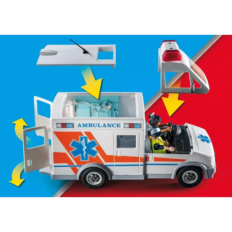 Žaislinis greitosios pagalbos automobilis PLAYMOBIL 71232 — įvairiaspalvis, skirtas 4–10 metų, AAA baterija