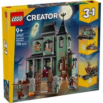 Konstruktorius LEGO Creator 3-in-1 Haunted House model 31167 — 736 detalės, 3 statiniai, 5 minifigūrėlės