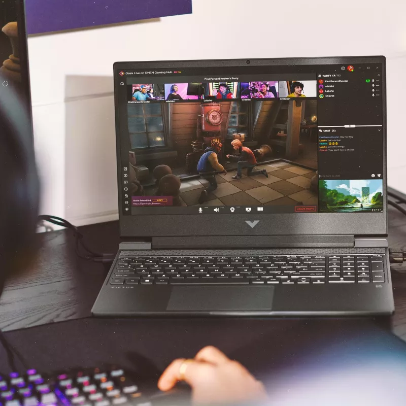 Nešiojamasis kompiuteris HP Victus 15-fb3040nw — 15,6 col. FHD 144 Hz, AMD Ryzen 7 7445HS, 16 GB DDR4 3200 MHz, 512 GB SSD, NVIDIA GeForce RTX 4050 6 GB, FreeDOS, angliška klaviatūra