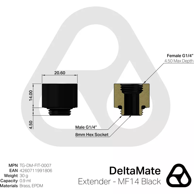 Thermal Grizzly DeltaMate Extender - MF14 juodas (TG-DM-FIT-0007)