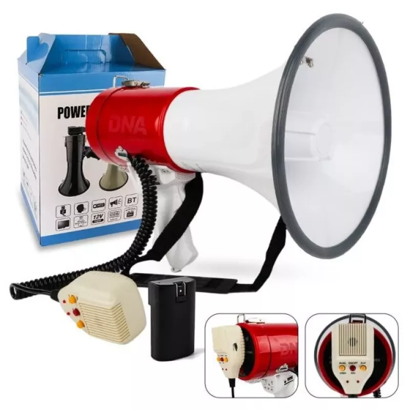 DNA MEGA2 megafonas su balso stiprintuvu, sirena, USB, BT