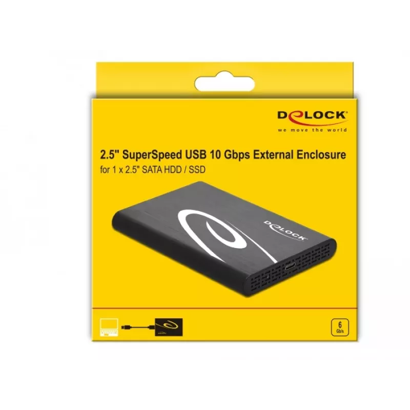 HDD/SSD korpusas DeLOCK 42610 Išorinis korpusas 2,5 colio SATA HDD/SSD