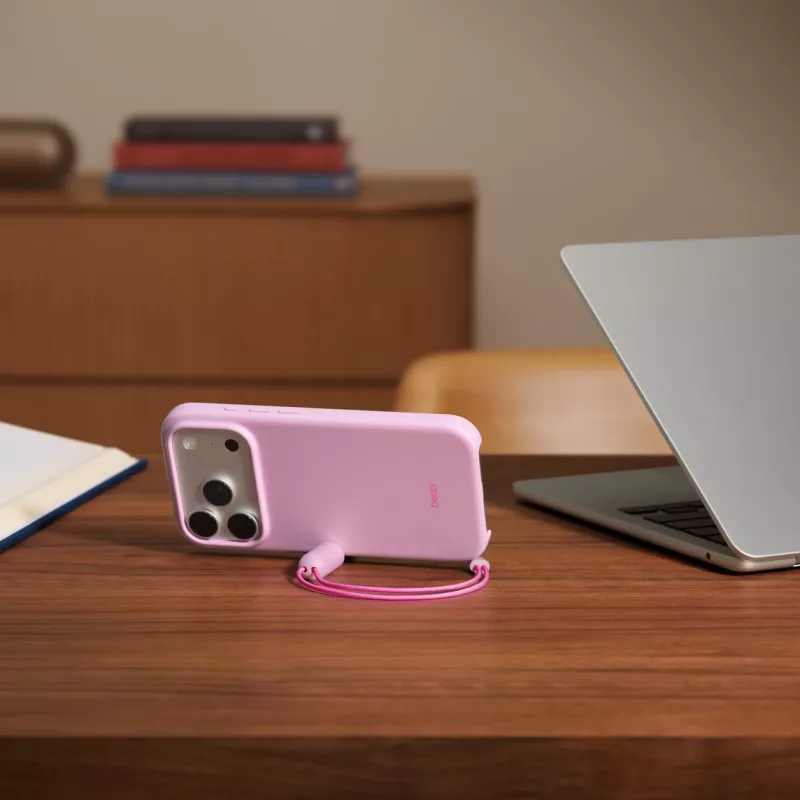 Kickstand dėklas Apple Beats iPhone 17 Pro MagSafe Camera Control Pink