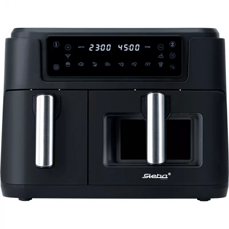 Dual Air Fryer HF 9500 DUO (juoda, 2.400 W, 2 krepšiai 6 l + 3,5 l)