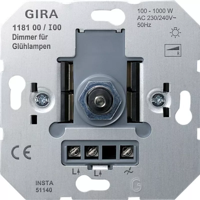 GIRA Dimmer 118100 Insert push/changeover Gl 100-1000 (118100)