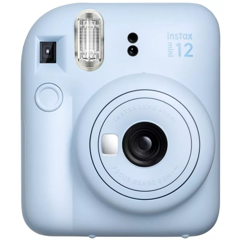 Fujifilm Instax Mini 12 mėlyna momentinė kamera – 86 x 54 mm nuotraukos, 60 mm židinio nuotolis, elektroninė sklendė