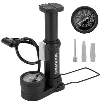Rockbros 42610002001 Dviračio grindų pompa su manometru, juoda