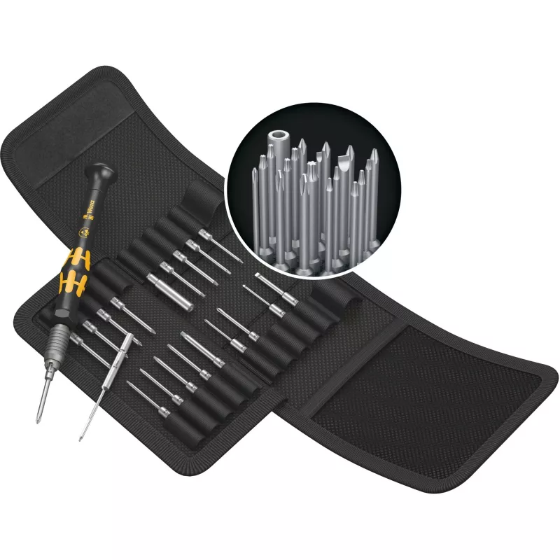 Wera ESD atsuktuvas su antgaliais Kraftform compact Micro 21 ESD 1 5/32 (4 mm) HIOS, 5/32 (4 mm) pusmėnulis 44 mm (05135973001)