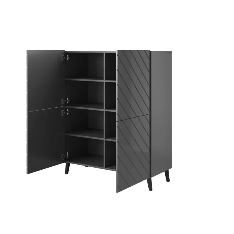 Shelving unit ABETO 100.5 x 40 x 121.5 cm grafito/blizgus grafito