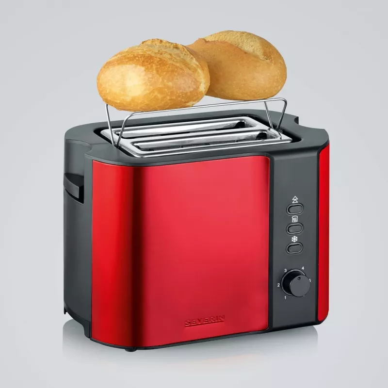 Skrudintuvas Severin AT 2217, 2 riekėms, 800 W, juodos ir raudonos spalvos