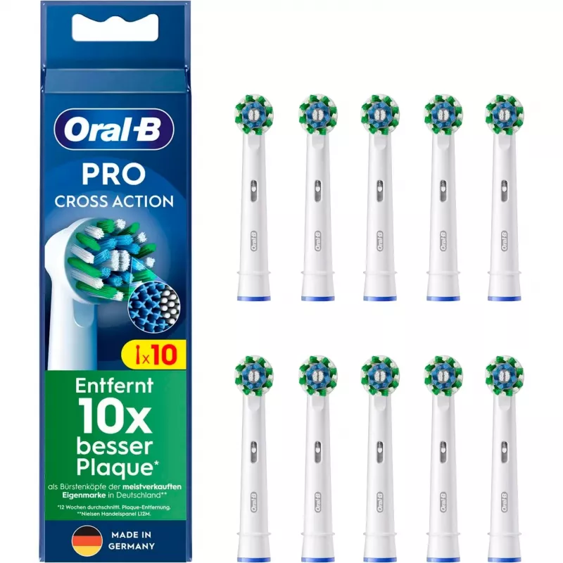 Oral-B CrossAction keičiamosios dantų šepetėlių galvutės, 10 vnt., baltos