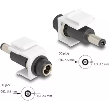 DeLOCK Keystone modulis DC 5,5 x 2,5 mm moteriškas į vyrišką baltas