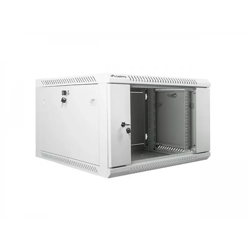Lanberg sieninis montavimo stovo korpusas 19'' 6U 600x600mm pilkas (stiklinės durys)