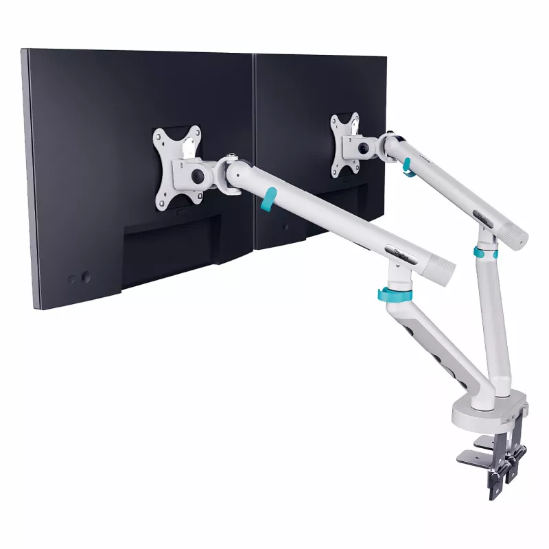 Monitoriaus laikiklis DIGITUS Dual dviejų 35 colių ekranų konstrukcija, spaustukas, 2×10 kg, VESA 75–100, pakreipimas -45–90°
