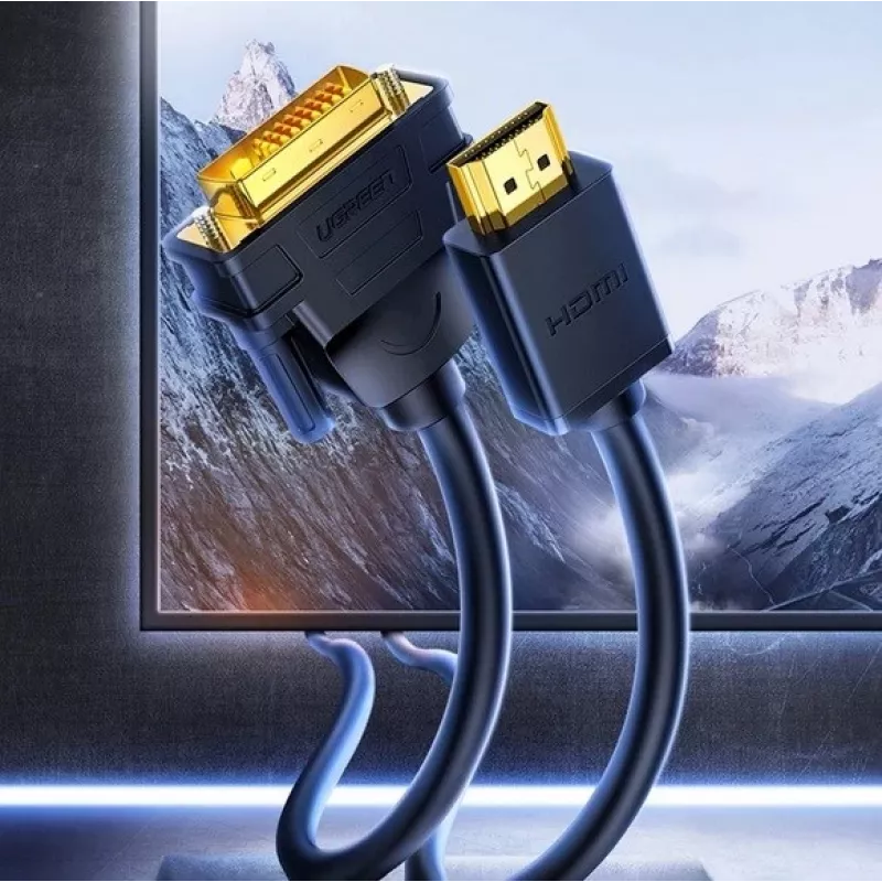 UGREEN DVI-HDMI adapterio laidas HD106 — DVI (kištukas) į HDMI (kištukas), 1,5 m, FHD 1080p / 3840×2160