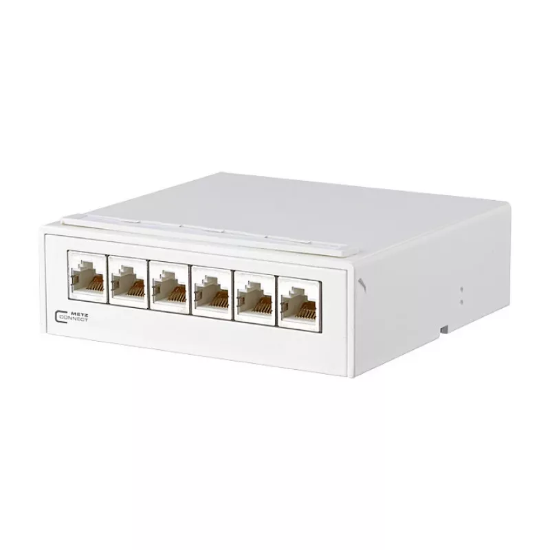 METZ CONNECT E-DAT - klaidų skirstymo pultas - CAT 6a - RJ-45 X 6 - grynai baltas (130862-21C-E)