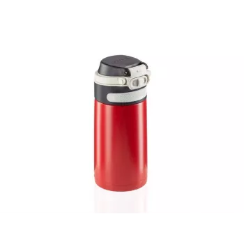 Kelioninis puodelis Leifheit 03245 nerūdijantis plienas 350 ml, dviguba sienelė, nesandarus, atverčiamas dangtelis, juodas/raudonas
