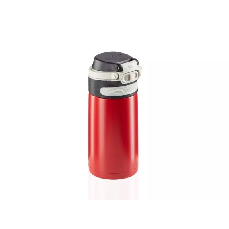 Kelioninis puodelis Leifheit 03245 nerūdijantis plienas 350 ml, dviguba sienelė, nesandarus, atverčiamas dangtelis, juodas/raudonas