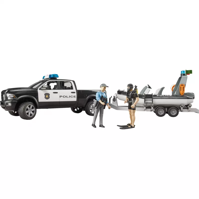 Dodge RAM 2500 policijos pikapas su valtimi