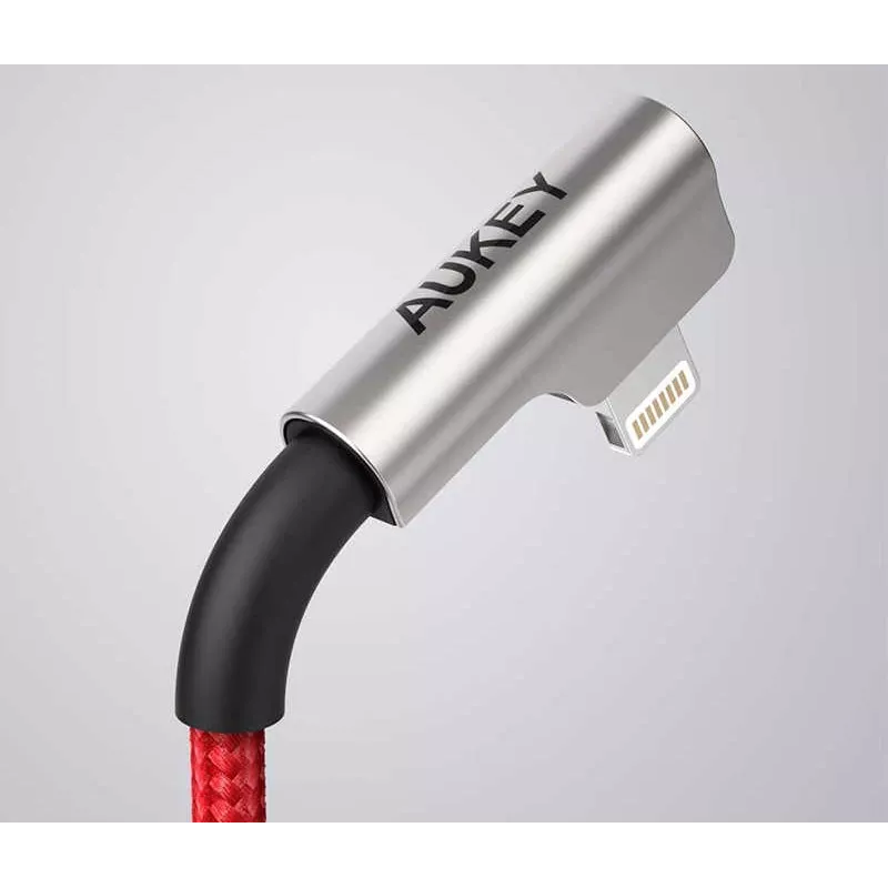 USB į Lightning kabelis Aukey CB-AL01 raudonas — nailono pynimo, „Lightning“ jungtis, skirta „Apple“ įrenginiams