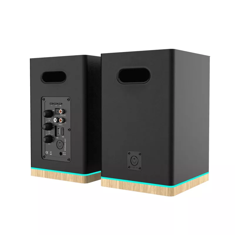 Lentyninės kolonėlės Teac BS-60BK LED juodos — Bluetooth, 2×90W, RCA, USB, optinis, su boso refleksu, nuotolinis valdymas