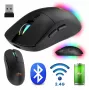 Belaidė pelė MEDIA-TECH MT1124 BT/RF Silent & Recharge — abiem rankoms tinkama, 3200 DPI, Bluetooth + 2,4 GHz USB, 6 mygtukai, įkraunama
