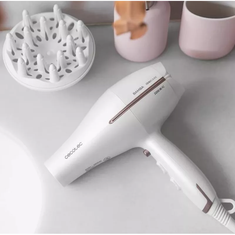 Cecotec plaukų džiovintuvas | IoniCare 5300 Maxi Aura | 2200 W | Temperatūros režimų skaičius 3 | Joninė funkcija | Difuzorius | Baltas