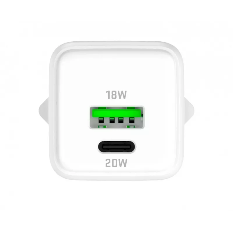 USB C/A tinklo įkroviklis YENKEE YAC G38 20W 3A Power Delivery (USB‑C ir USB‑A)