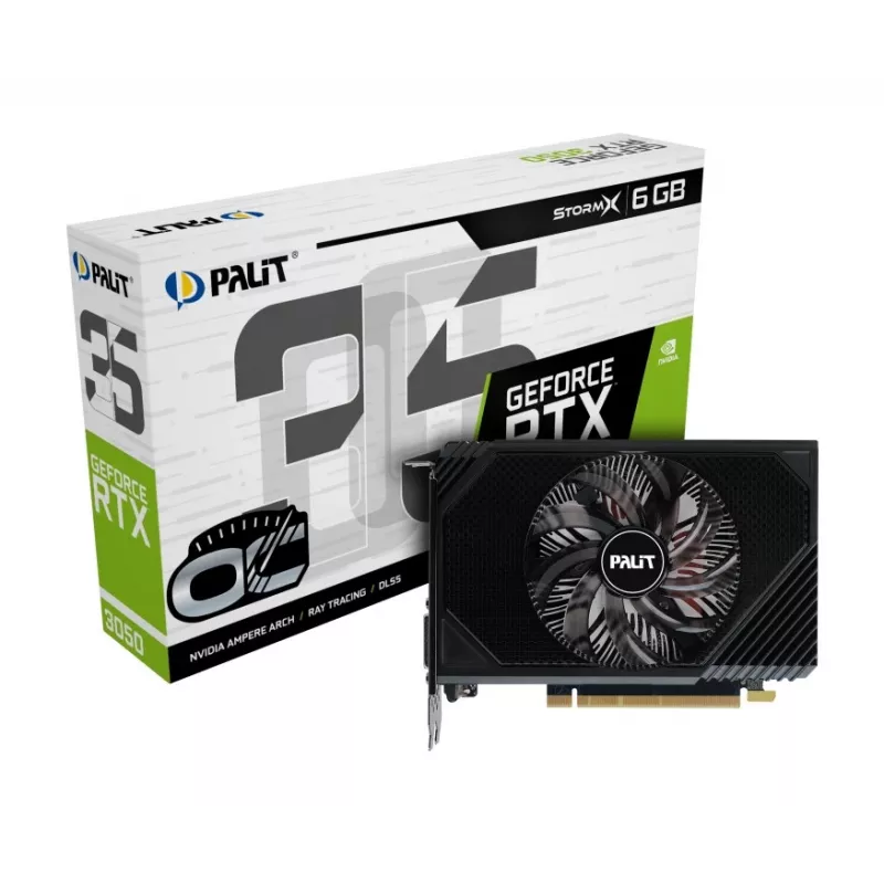 Vaizdo plokštė PALIT GeForce RTX 3050 StormX OC — 6 GB GDDR6, 96 bitų, PCIe 4.0, aktyvus aušinimas