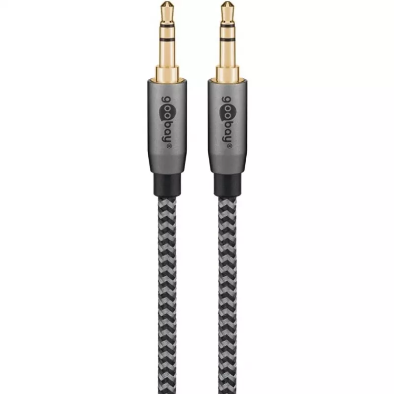 Plus Audio Connection kabelis AUX 3,5mm stereo (juoda/sidabrinė, 2 metrai)