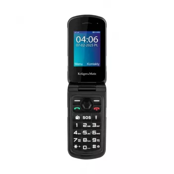 Atverčiamasis telefonas Kruger & Matz Iron 5 Flip KM0466 — Dual SIM, 2,4 colio ekranas, IP68/IP69K, 1200 mAh