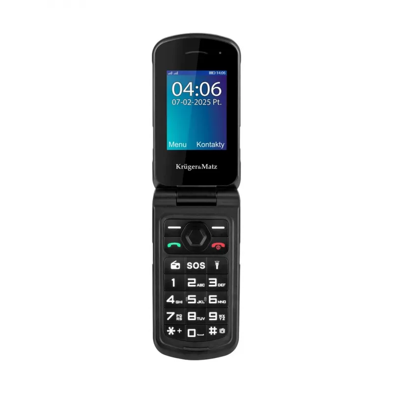 Atverčiamasis telefonas Kruger & Matz Iron 5 Flip KM0466 — Dual SIM, 2,4 colio ekranas, IP68/IP69K, 1200 mAh