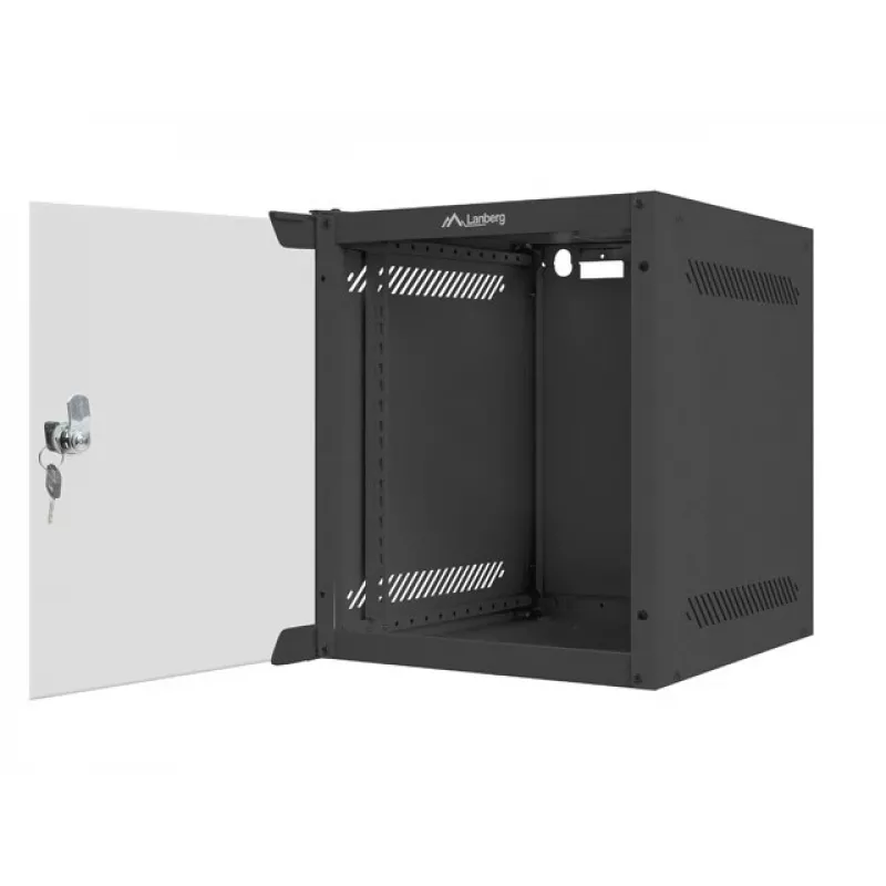 Ant sienos montuojamas stovas LANBERG WF10-2306-10B — 6U, 280×310×336 mm, gylis 238 mm, juoda, 20 kg talpa